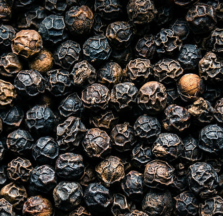 Fresh organic black peppercorns